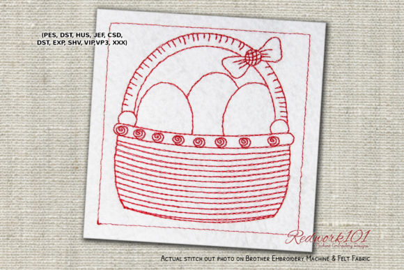 Easter Basket with Eggs Redwork Review for Embroidery Pros