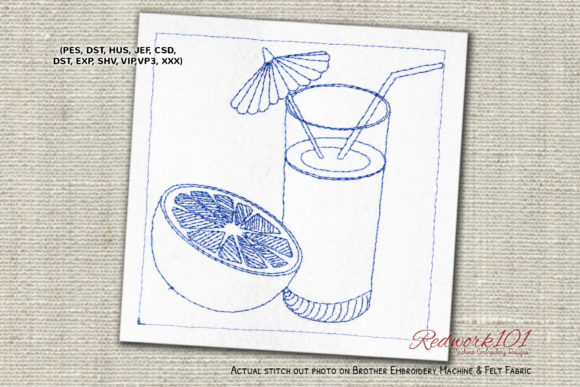 Pinacolada Cocktail Redwork for Etsy Sellers